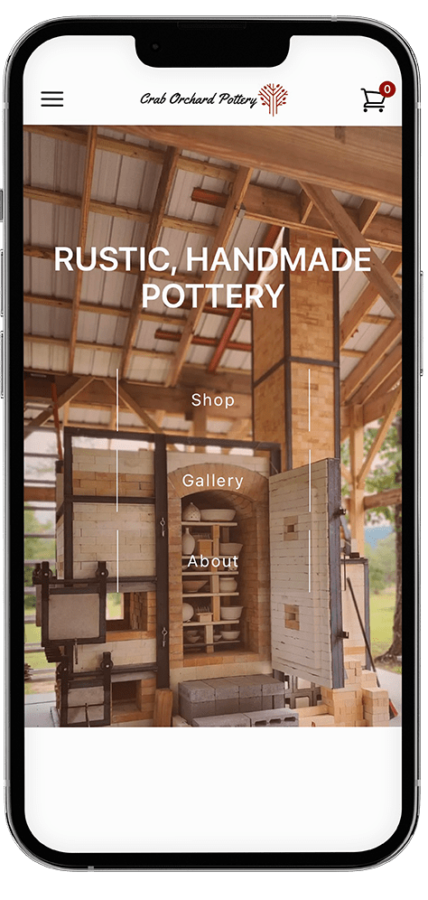 Crab Orchard Pottery on phone screen